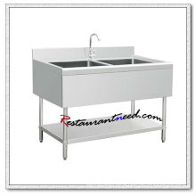 S312 1.2m Double Sinks Bench With Under Shelf
